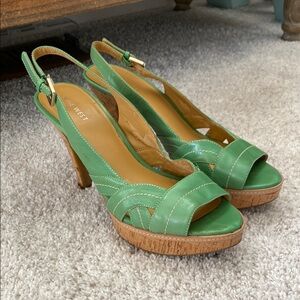 Nine West Green Slingback Heels